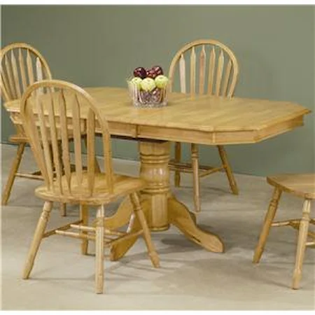 Single Pedestal Dining Table with 12" Leaf